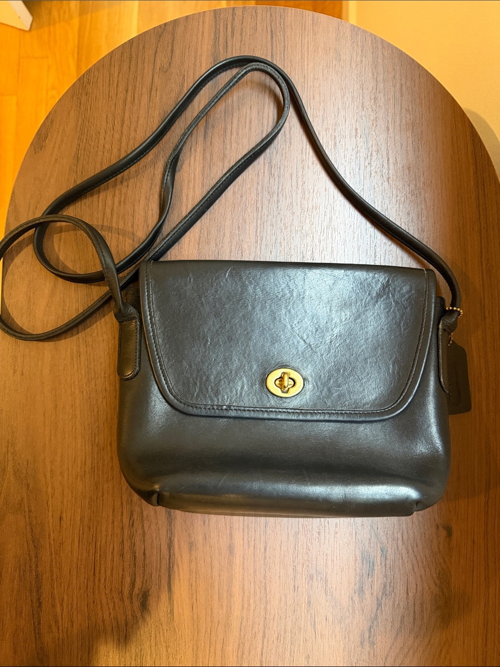 Vintage Coach Black Leather Quincey Bag